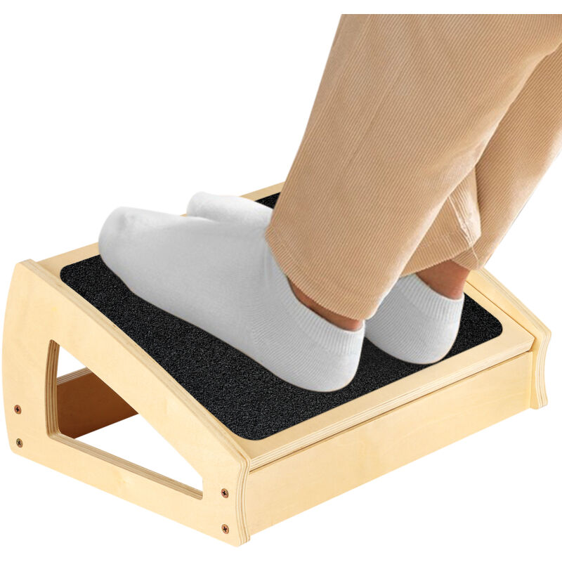 Repose-pieds de bureau ergonomique en bois, Réglable 4 positions (7.8-17.8cm) Double usage bureau & sanitaire Surface antidérapante