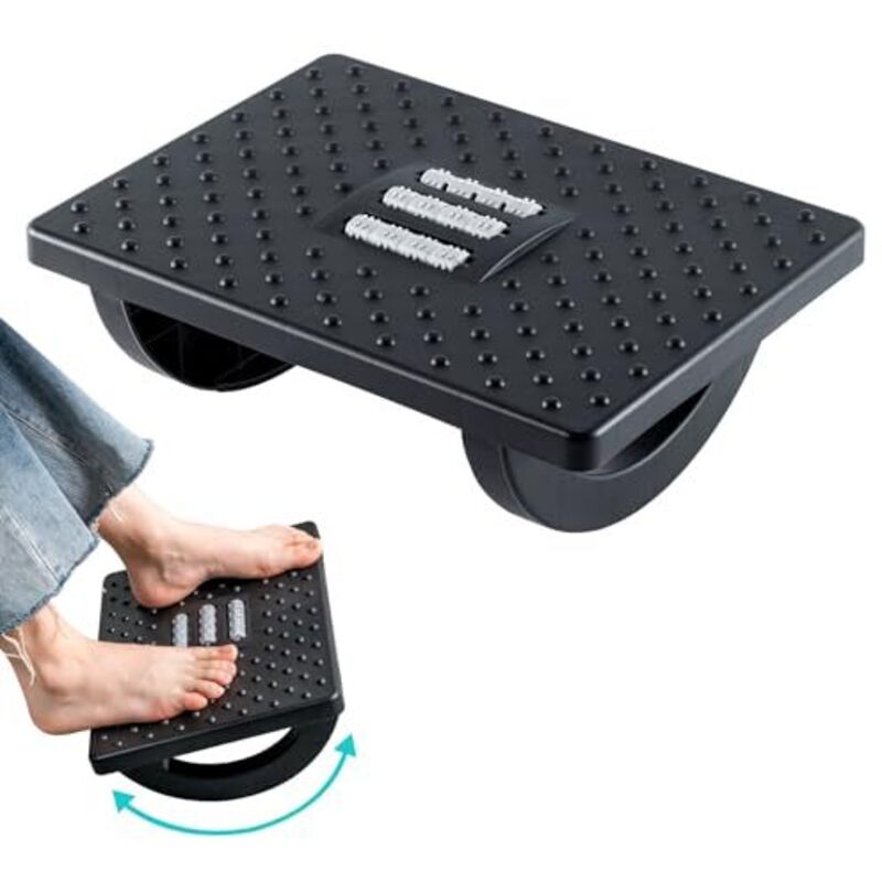Largeight - Repose-Pieds de Bureau, Repose-Pieds Réglable en Hauteur Repose-Pieds Ergonomique Repose-Pieds, Antidérapant avec Fonction Massage pour