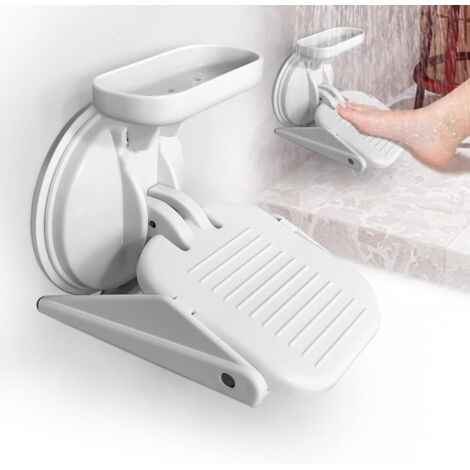 Repose-pieds de douche, repose-pieds de salle de bain avec ventouse puissante, sans perçage, repose-pieds antidérapant pour rasage, repose-pieds de pédicure, convient pour un usage domestique ou hôtel