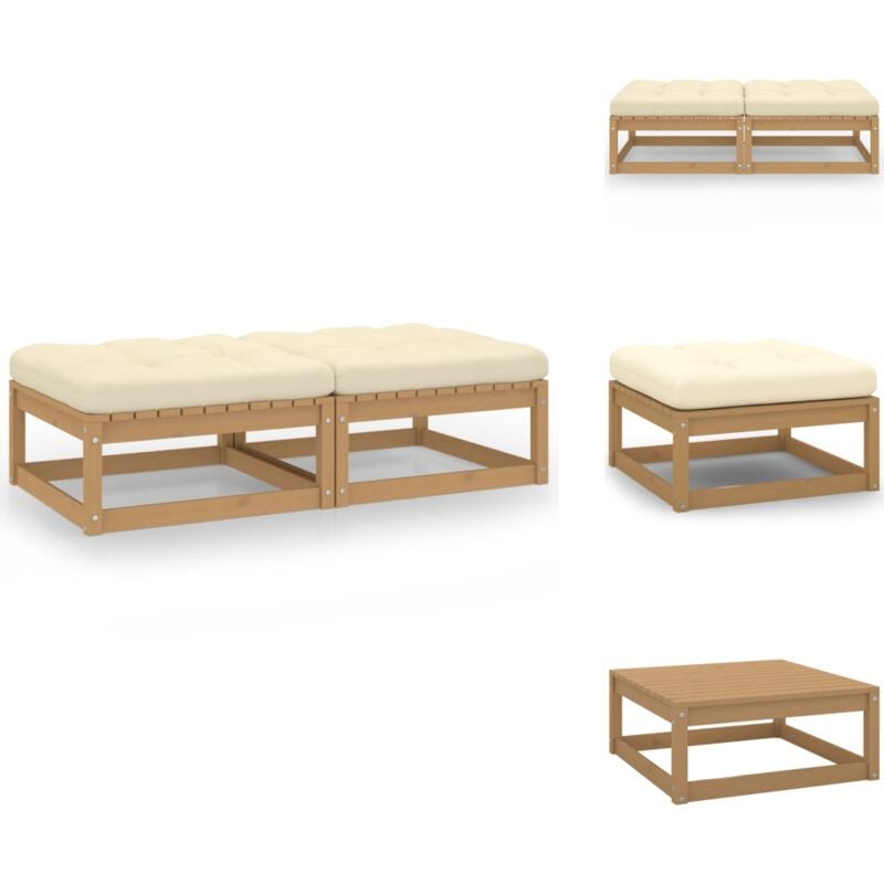 Repose-pieds de jardin avec coussins lot de 2 Bois pin solide - Repose Pieds Jardin - Mobilier De Jardin - Chaise Longue Jardin - Canapé D'extérieur