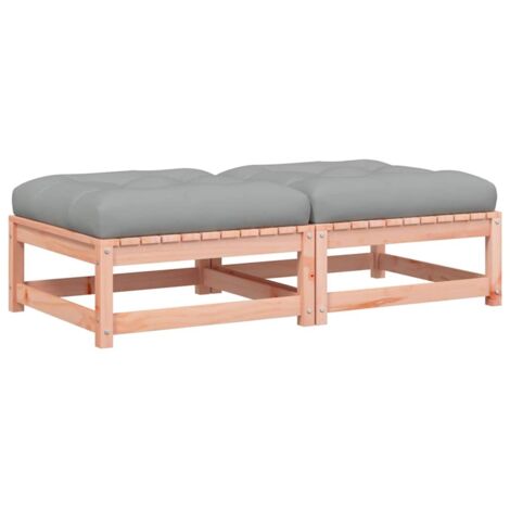 Repose-pieds de jardin, Pouf de jardin,Tabouret avec coussins 2 pcs bois massif douglas CFW68764