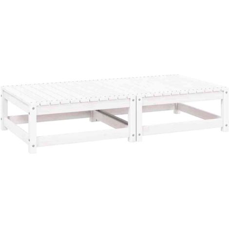 Repose-pieds de jardin， Pouf de jardin，Tabouret avec coussins lot de 2 Blanc Bois de pin CFW76960