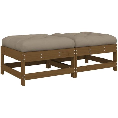 Repose-pieds de jardin， Pouf de jardin，Tabouret avec coussins lot de 2 marron miel CFW54480