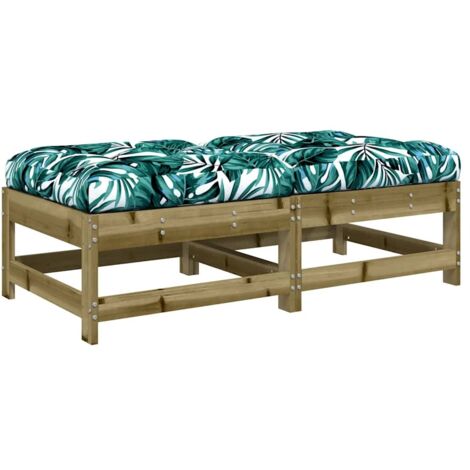 Repose-pieds de jardin， Pouf de jardin，Tabouret et coussins lot de 2 bois pin imprégné CFW47695