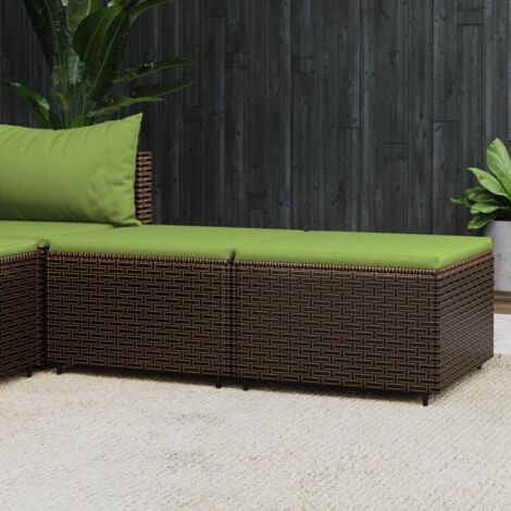 Repose-pieds de jardin, Tabouret Pouf, Tabouret Bas et coussins 2 pcs marron résine tressée LKF31931