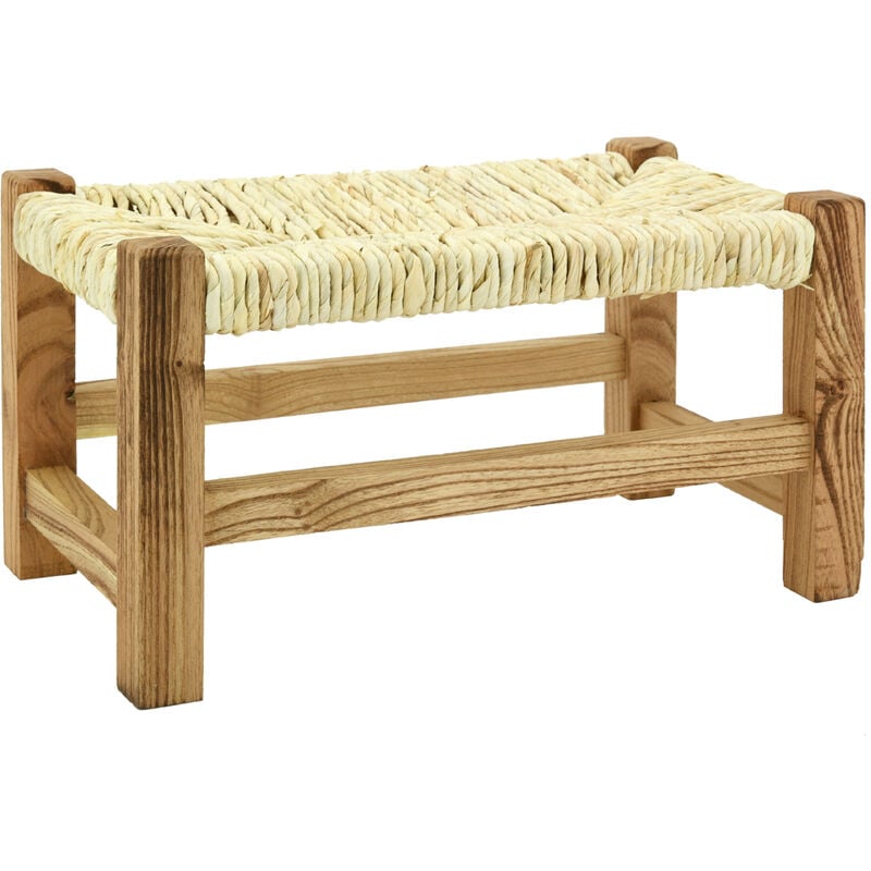 Repose-pieds en hêtre et roseau