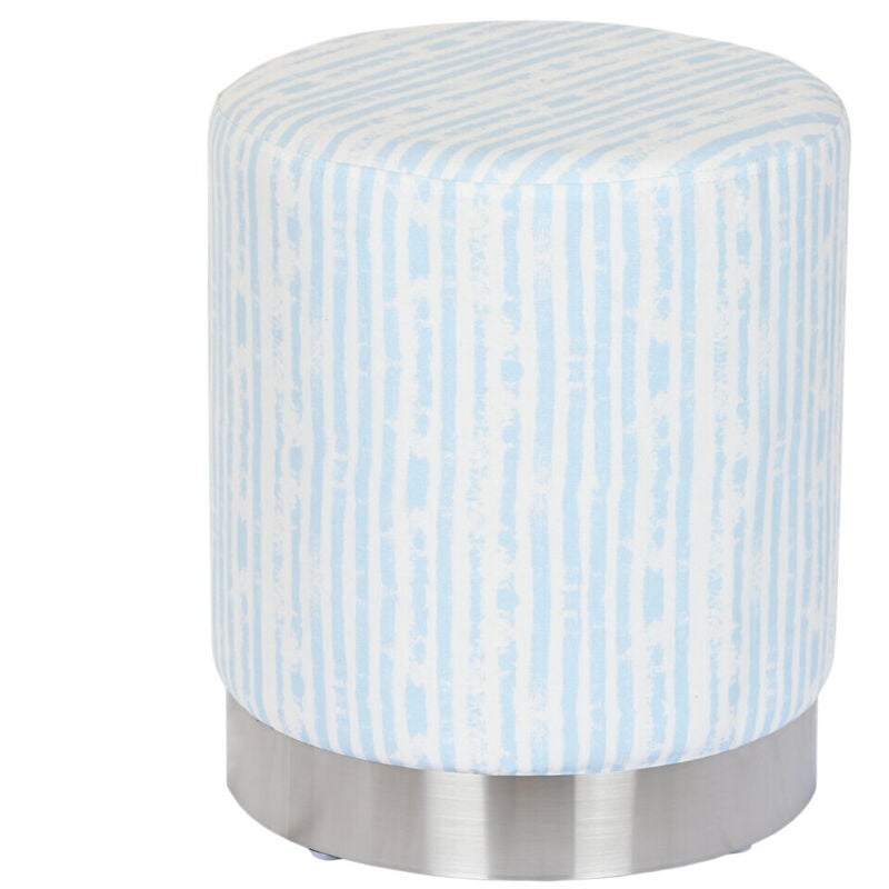 Repose-Pieds Polyester Métal 34X34X40 Lignes Bleu
