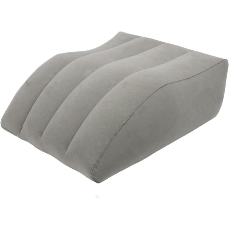 Repose-pieds gonflable en PVC Gonflable, coussin floqué gris, pour le bureau, la maison, le camping et la détente, 63 x 50 x 25 cm