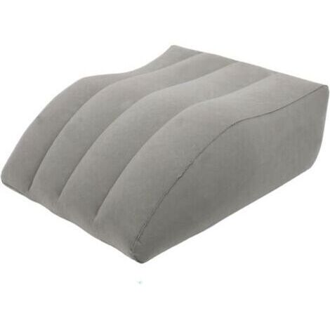Repose-pieds gonflable en PVC Gonflable, coussin floqué gris, pour le bureau, la maison, le camping et la détente, 63 x 50 x 25 cm