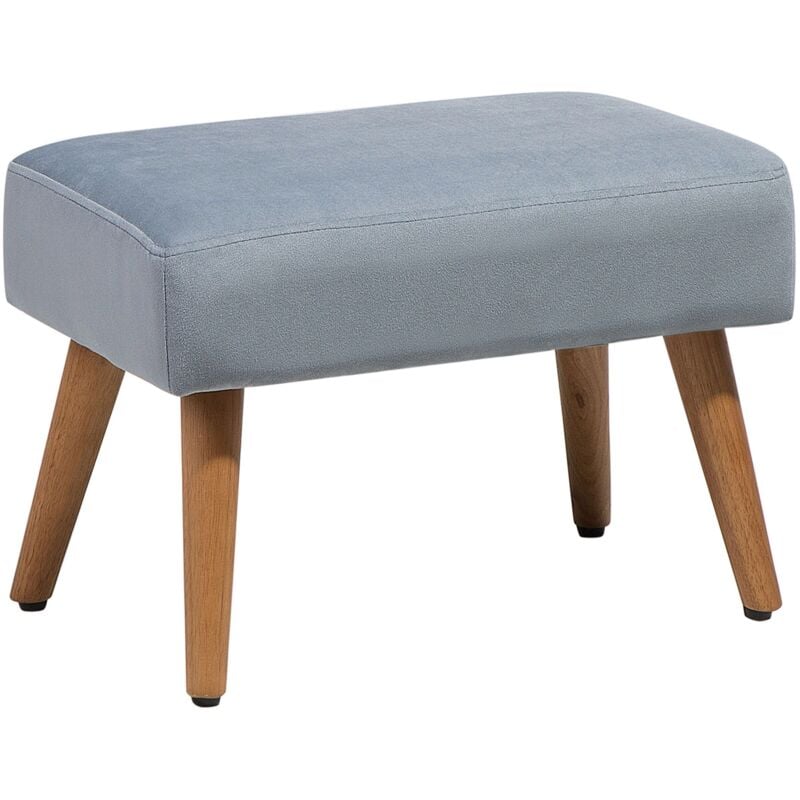 Repose-Pieds de Forme Rectangulaire 50 x 30 cm fabriqué en Coton Gris et Pieds en Bois d'Hévéa Beliani