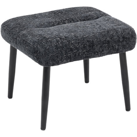 Repose pieds ottoman coussin souple pieds acier tissu chenille 45 x 41 x 38 cm gris foncé