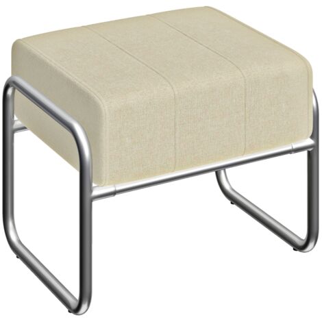 Repose-pieds Pouf épais rembourré avec pieds en tissu chenille en acier pour chambre,beige