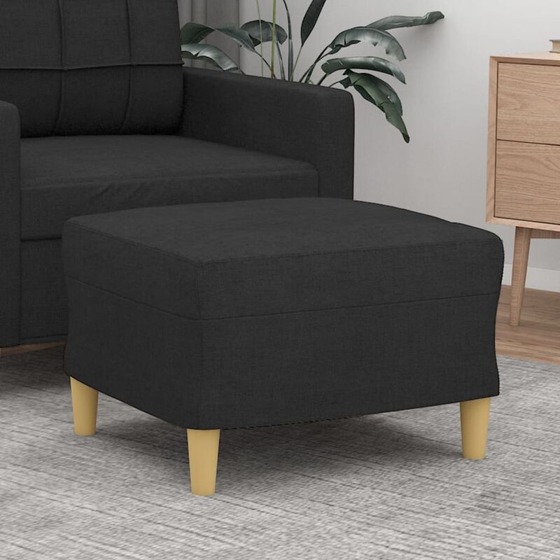 Repose-Pieds pour Salon ou Chambre - Tabouret Pouf Noir 60x50x41 cm Tissu BV802968 - Noir