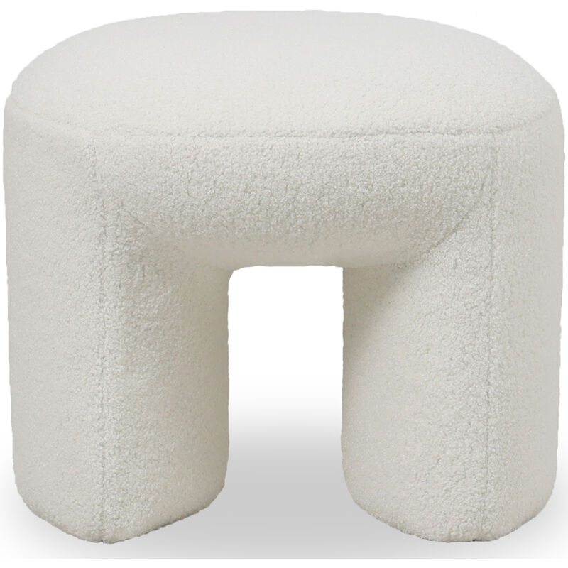 Repose-pieds Rembourré en Tissu Bouclé - Vieire Blanc
