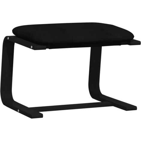 Repose-pieds tabouret 51 x 41 x 40 cm tissu noir et bois massif de bouleau DEC030483