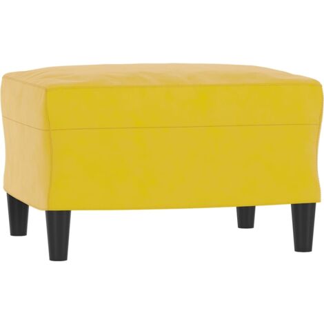 Repose-pieds tabouret bout de lit 60 x 50 x 41 cm en velours jaune DEC030347