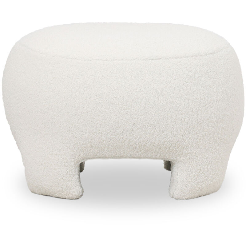 Repose-pieds Tapissé - Pouf en Tissu Bouclé - Magnolia Blanc