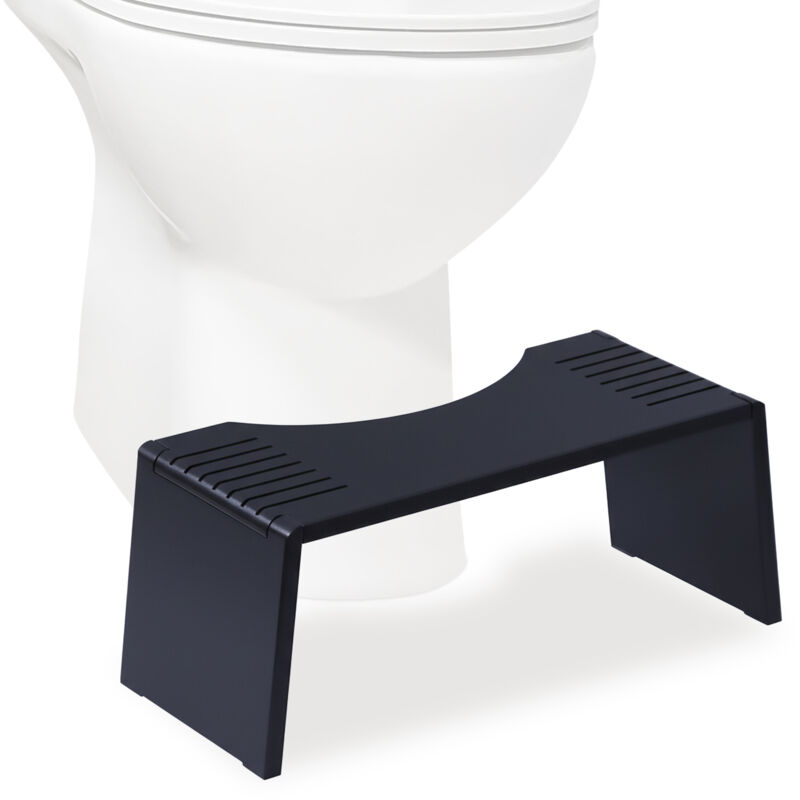Repose-pieds WC Relaxdays, pliable, bambou, antidérapant, HxLxP : 19x43,5x20 cm, noir