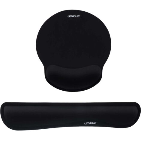 Repose-poignets Ergonomiques Noirs pour Clavier et Souris, Ensemble en Mousse à Mémoire avec Base Antidérapante