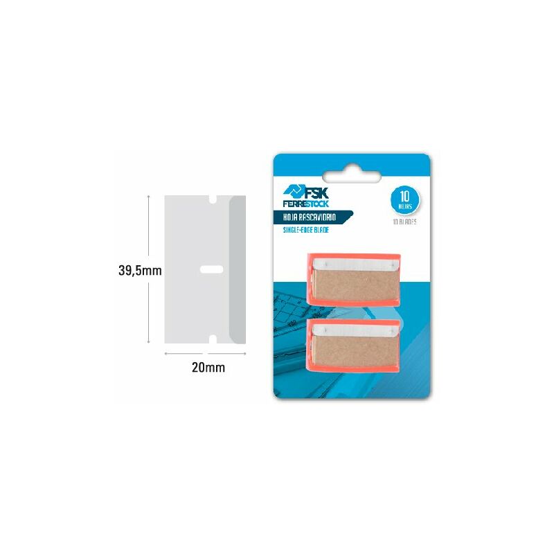 

FSKRKR510 blíster con de 10 cuchillas de recambio para rascavidrios de hoja de 39,5mm, afilado de precisión para cortar de forma limpia y profesional