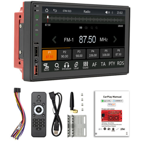 Reproductor de audio y vídeo para coche, MP5, Bluetooth, multilingüe, de 7 pulgadas, con pantalla táctil y radio multimedia.