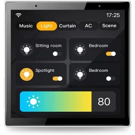 Reproductor de música ambiental SmartSwitchDimmer, regulador de intensidad y panel de control de pared de 4 pulgadas con pantalla táctil para diversos dispositivos inteligentes Tuya.
