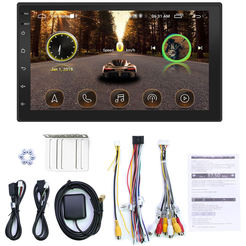 

Reproductor MP5 para coche de 7 pulgadas Doble Din 2 Din estereo para coche BT WiFi Monitor de pantalla tactil Radio FM para coche con navegacion GPS