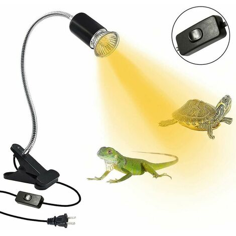Reptile Chaleur Lampe Tortue Basking Spot Lampe Tortue 360rotatif Lumière Pince Flexible En Céramique Clip Bureau Lumière Titulaire noir