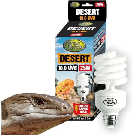 REPTILE NOVA 10.0 UVB 25W - Lampada fluorescente per rettili del deserto e della steppa  UVA + UVB