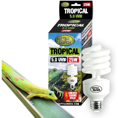 REPTILE NOVA 5.0 UVB 25W - Lampada fluorescente per rettili tropicali  UVA + UVB