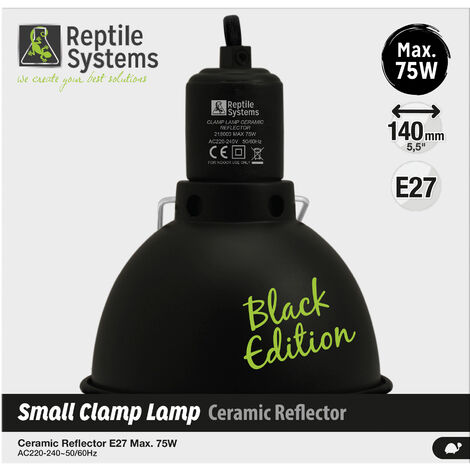 Reptile Systems Klemmleuchte mit Reflektor, Black Edition