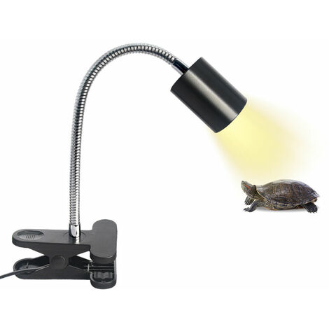 Reptiles Lampe Ampoules, UVA UVB Lampe Tortue Terrestre Chauffante avec Base Longue 360°Rotation pour Reptiles et Amphibiens