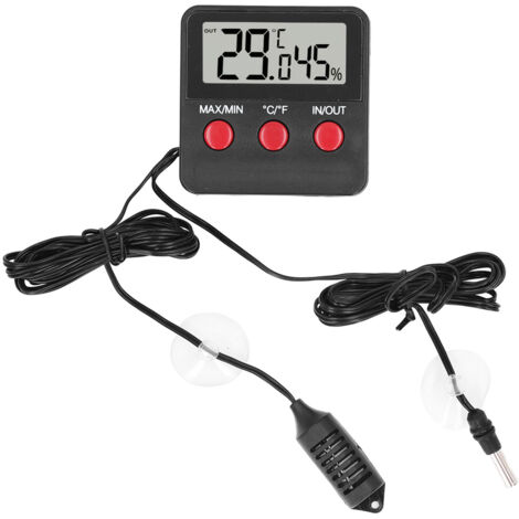 Reptiles Thermomètre Numérique Hygromètre LCD Jauge de Température et Humidité pour Terrarium Animaux Domestiques Incubateur, Réservoir
