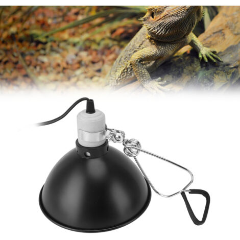 [Reptilien-Wärmelampe] – 300-W-Feuerschutzkuppel aus Edelstahl und Aluminium – UVA- und UVB-Strahlung für Echsen, Schildkröten und Schlangen – EU-Stecker 220 V