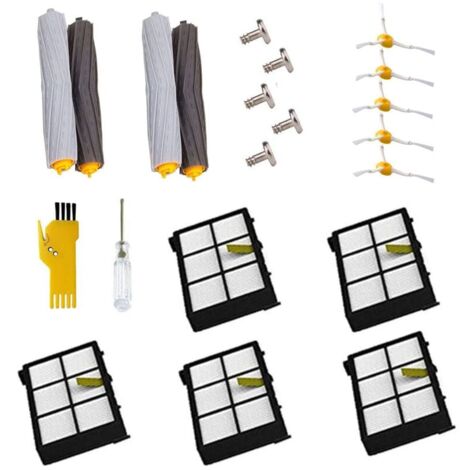 Repuestos para aspiradora robótica YMYNY 980 960 900 880 870 860 800 (5 cepillos laterales, 5 tornillos, 5 filtros y 2 extractores de residuos antienredos)