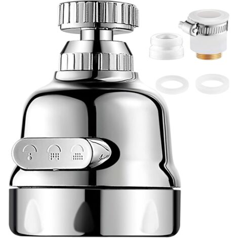 Repuestos para grifos de cocina, extensión de grifo de 360°, adaptador universal de aluminio para grifo de cocina con rociador ajustable de 3 modos, accesorios antisalpicaduras para fregaderos de coci