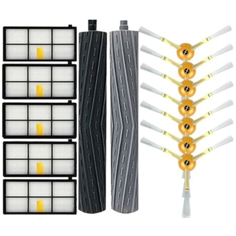 Repuestos para iRobot Roomba para accesorios de las series Roomba 800, 900, 960, 980, 890, 805 y 880, 5 filtros Roomba, 7 cepillos de repuesto Roomba, 2 juegos de cepillos de goma multisuperficie iRob