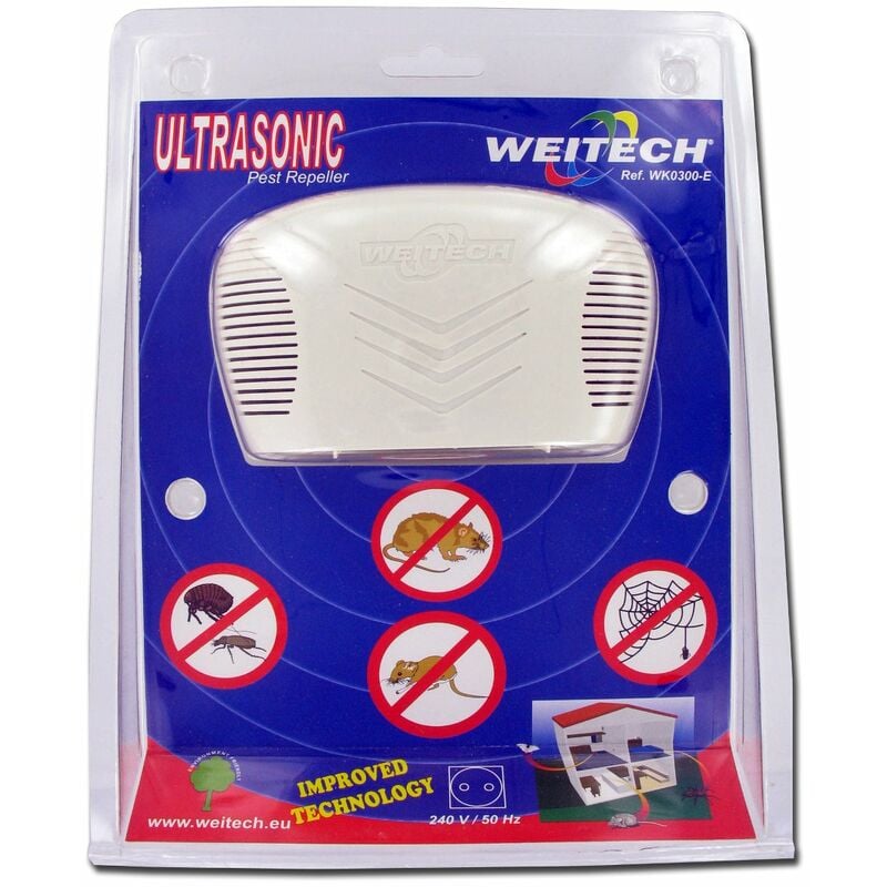 Weitech - Pest Repeller Ultrasonic - Répulsif rongeurs, insectes + rats à ultrason 280 m²