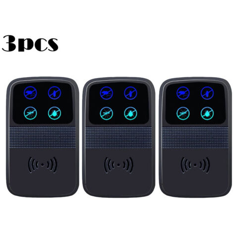 Répulsif à souris à ultrasons, piège à souris électronique intelligent, couverture à 360°, indicateur LED, répulsif à souris multifonction, adapté à la maison/garage/entrepôt, (noir) CREA