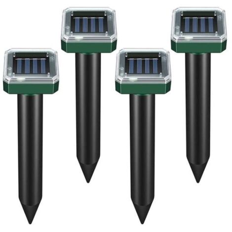 Répulsif à Taupes Solaire Ultrason, 4 Pièces, Étanche IP65, Extérieur, Anti-Taupes Solaire.