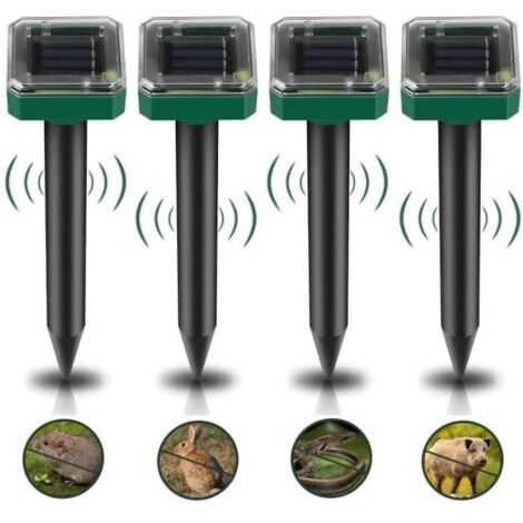Répulsif à Taupes Ultrason 4PCS, Anti-Taupe Solaire, Éloigne aussi Gophers, Serpents et Cafards