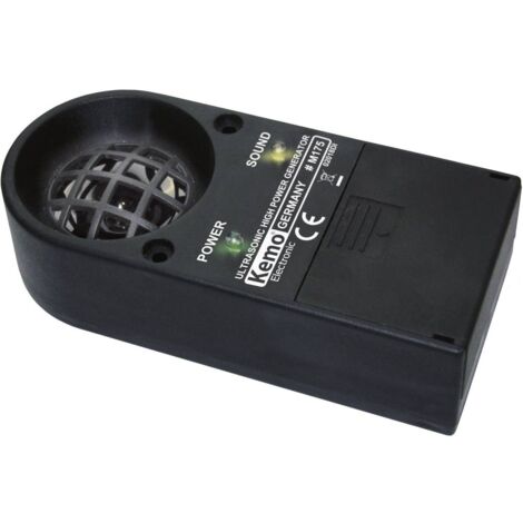 Répulsif à ultrasons pour animaux – 10 fréquences réglables – Champ d'action 100 m² – Pression acoustique 135 dB – Pour intérieur/extérieur – Kemo - X45976