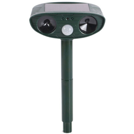 Répulsif à ultrasons pour oiseaux, répulsif solaire pour animaux extérieur avec détecteur de mouvement et alarme lumineuse LED pour taupes, chats, moufettes, rats, écureuils, cerfs, ratons laveurs