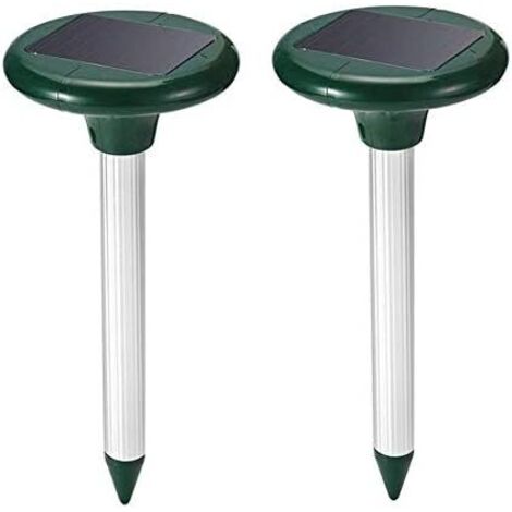 Répulsif à ultrasons pour taupes et serpents – Imperméable IP65 – Lot de 2 – Protection jardin jusqu'à 650 m²