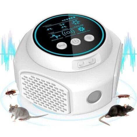 Répulsif à ultrasons puissant contre les rongeurs, répulsif à ultrasons à 360°, 3 modes, anti-rongeurs, répulsif à ultrasons pour une zone de couverture de 300 mètres carrés, convient aux rats, araign