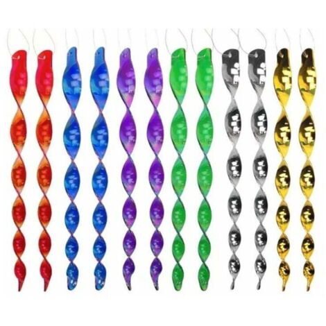 Répulsif anti-oiseaux, 12 pièces, spirale anti-oiseaux, réfléchissante, rotative, pour effrayer les oiseaux, 6 couleurs (30 cm)