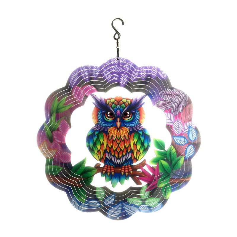 Choyclit - Répulsif anti-oiseaux contre le vent et les hiboux,Carillon à vent rotatif pour jardin,Hibou 3D,À suspendre,Décoration artistique