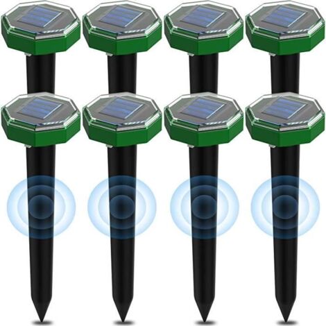 Répulsif Anti-Taupes à Ultrasons Solaire, 8 Pièces, IP65 Étanche, Pour Extérieur ou Jardin.