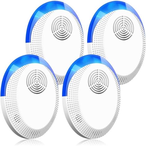Répulsif antiparasitaire à ultrasons, pièges à souris anti-insectes électroniques 4 paquets pour l'intérieur, plug-in répulsif contre les moustiques et les araignées, répulsif efficace contre les rats