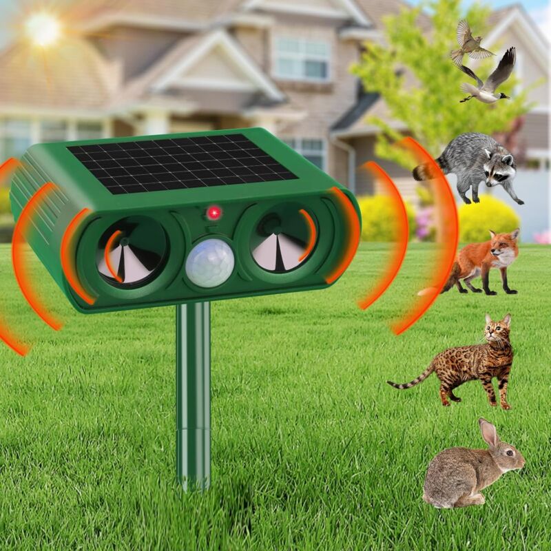 Repulsif Chat Exterieur Solaire, Répulsif Chat Ultrason, Repousse efficacement Les Chats, Les Oiseaux, Les Renards, Les ratons laveurs, Les Lapins et